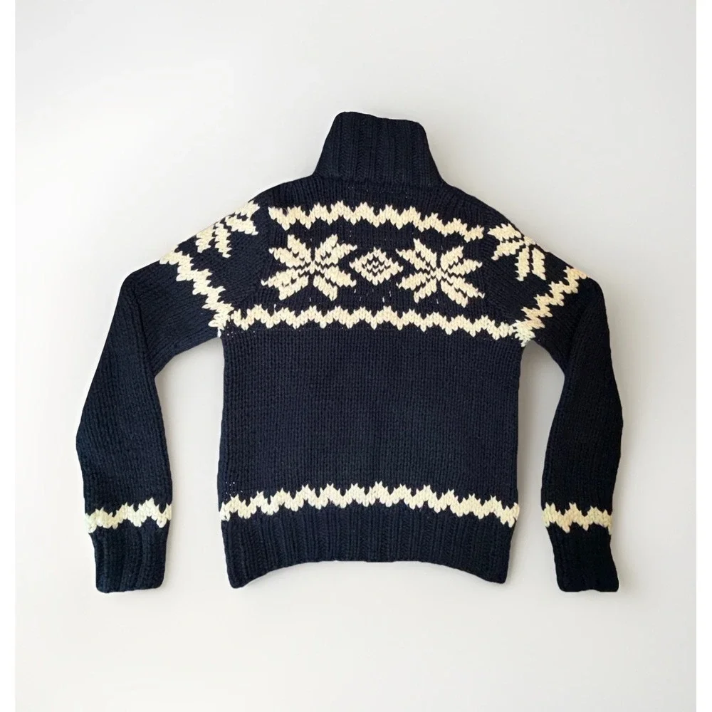 Hollister Men's Wool Blend Knit Cardigan Sweater Size M Snowflake‎ Zip Academia